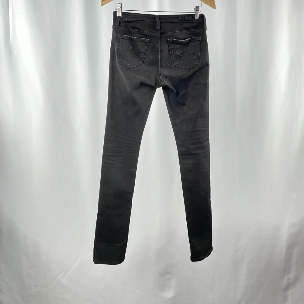 AG Adriano Goldschmied Premiere Skinny Straight Distressed Jeans Black Size 25‎